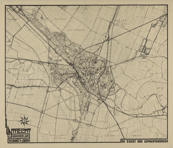 217355 Plattegrond van de stad Utrecht met omgeving.